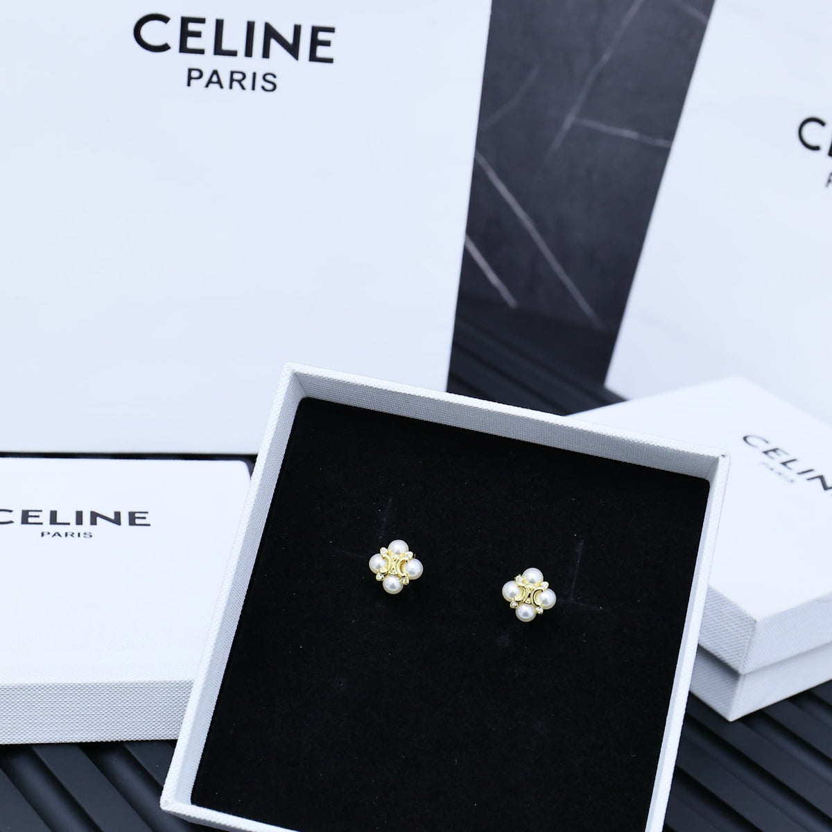CELINE Pearl Crystal Earrings