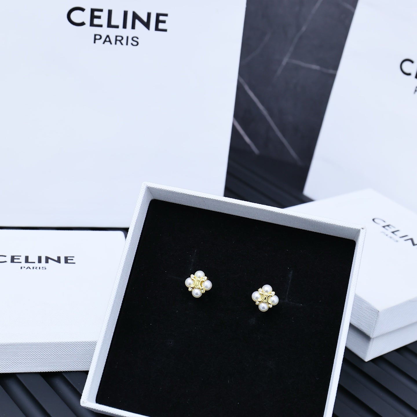 CELINE Pearl Crystal Earrings