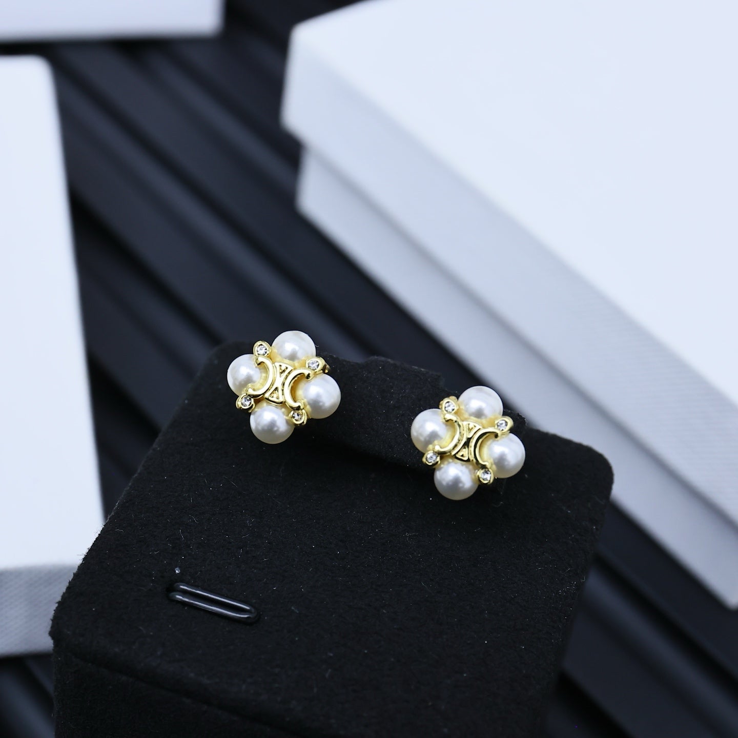 CELINE Pearl Crystal Earrings