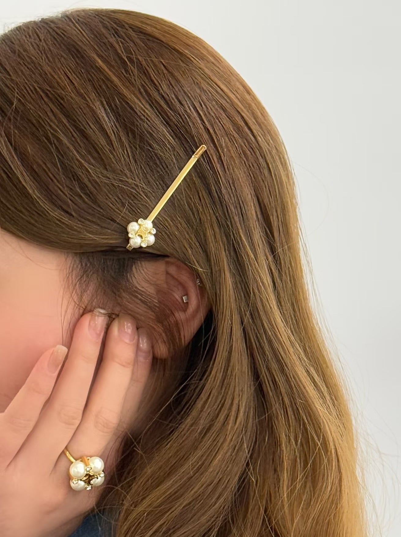 CELINE Pearl Crystal Hair Accessory