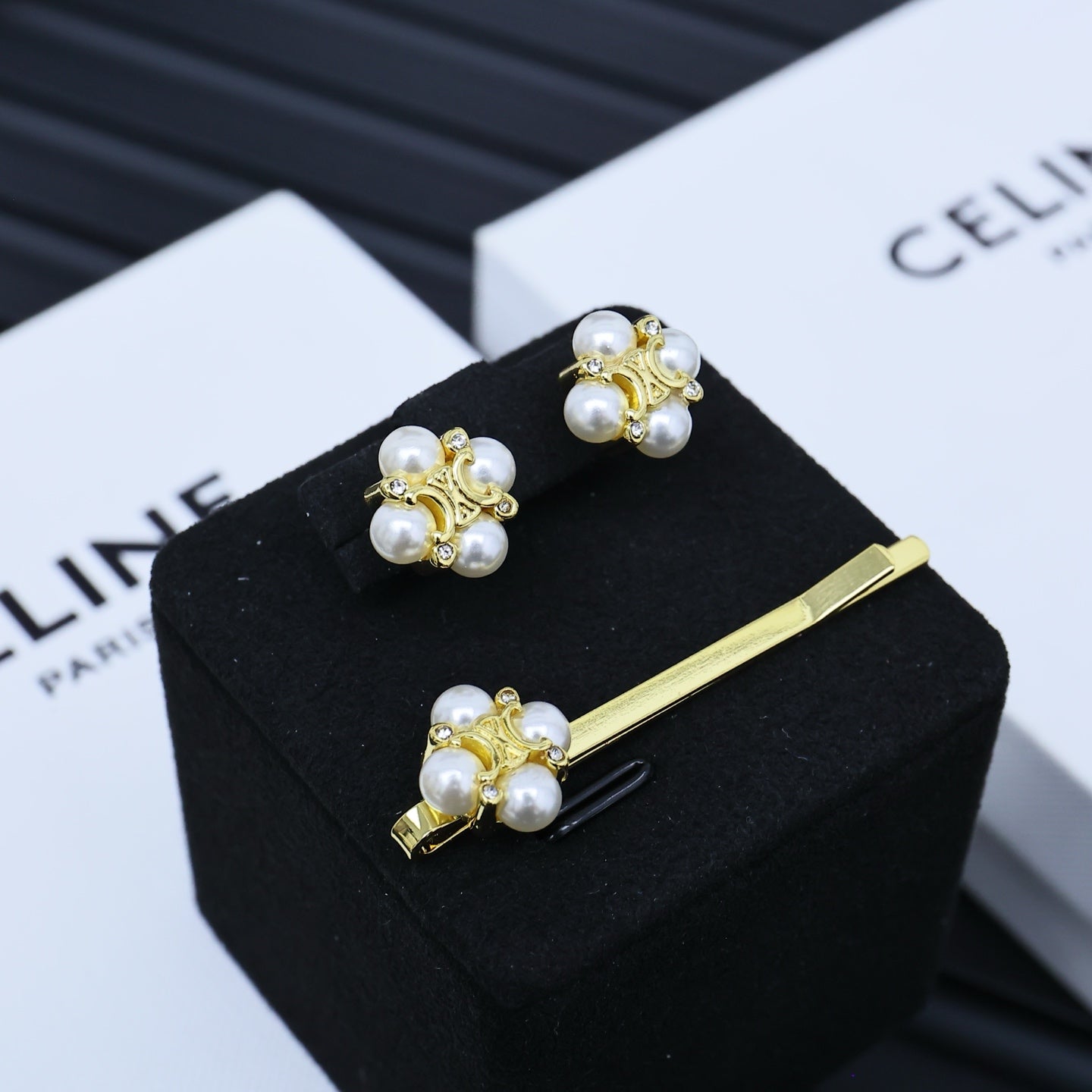 CELINE Pearl Crystal Hair Accessory