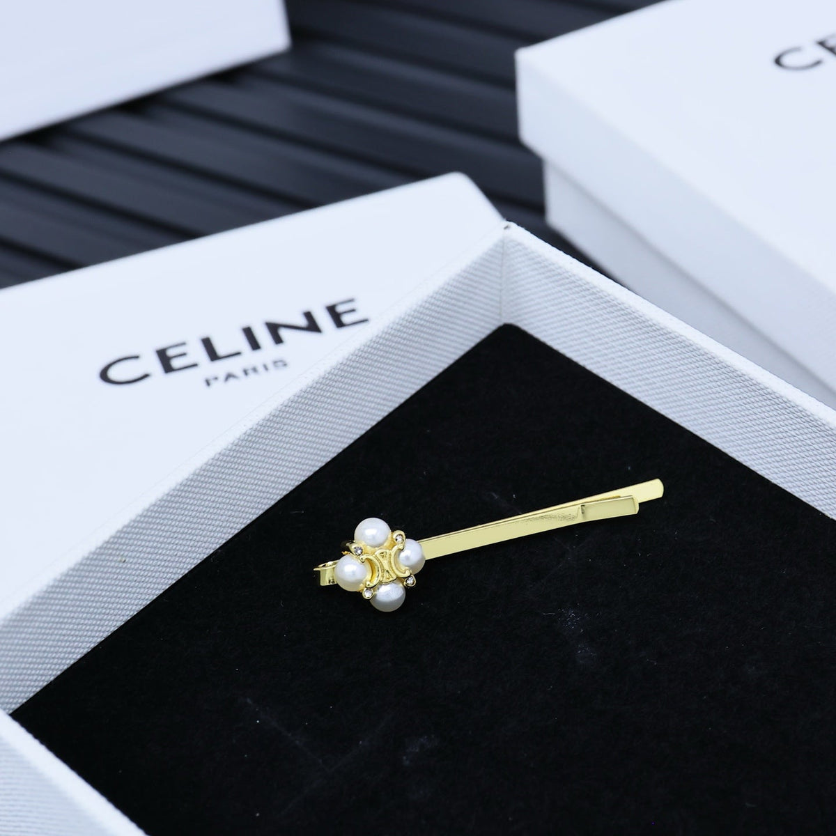CELINE Pearl Crystal Hair Accessory