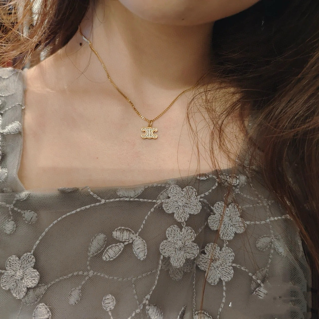 CELINE Crystal Triomphe Necklace