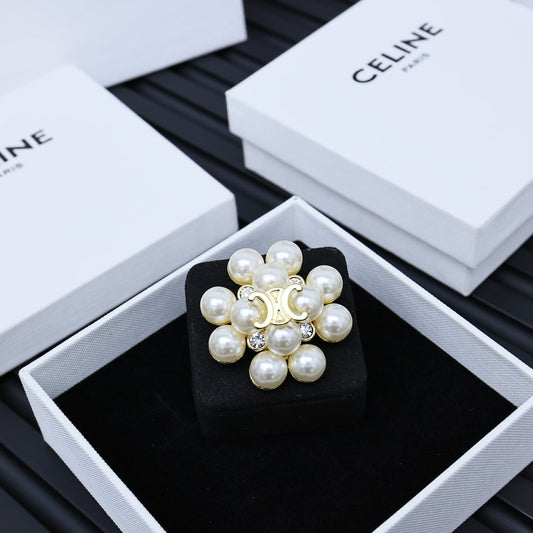 CELINE Pearl Crystal Brooch