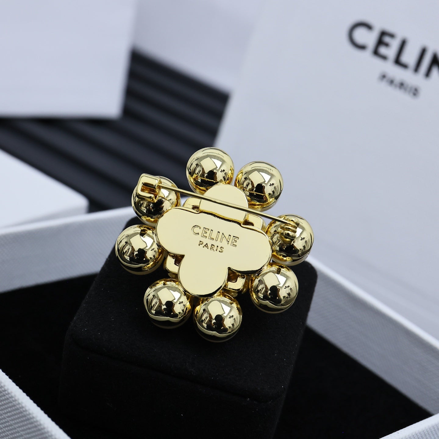 CELINE Pearl Crystal Brooch