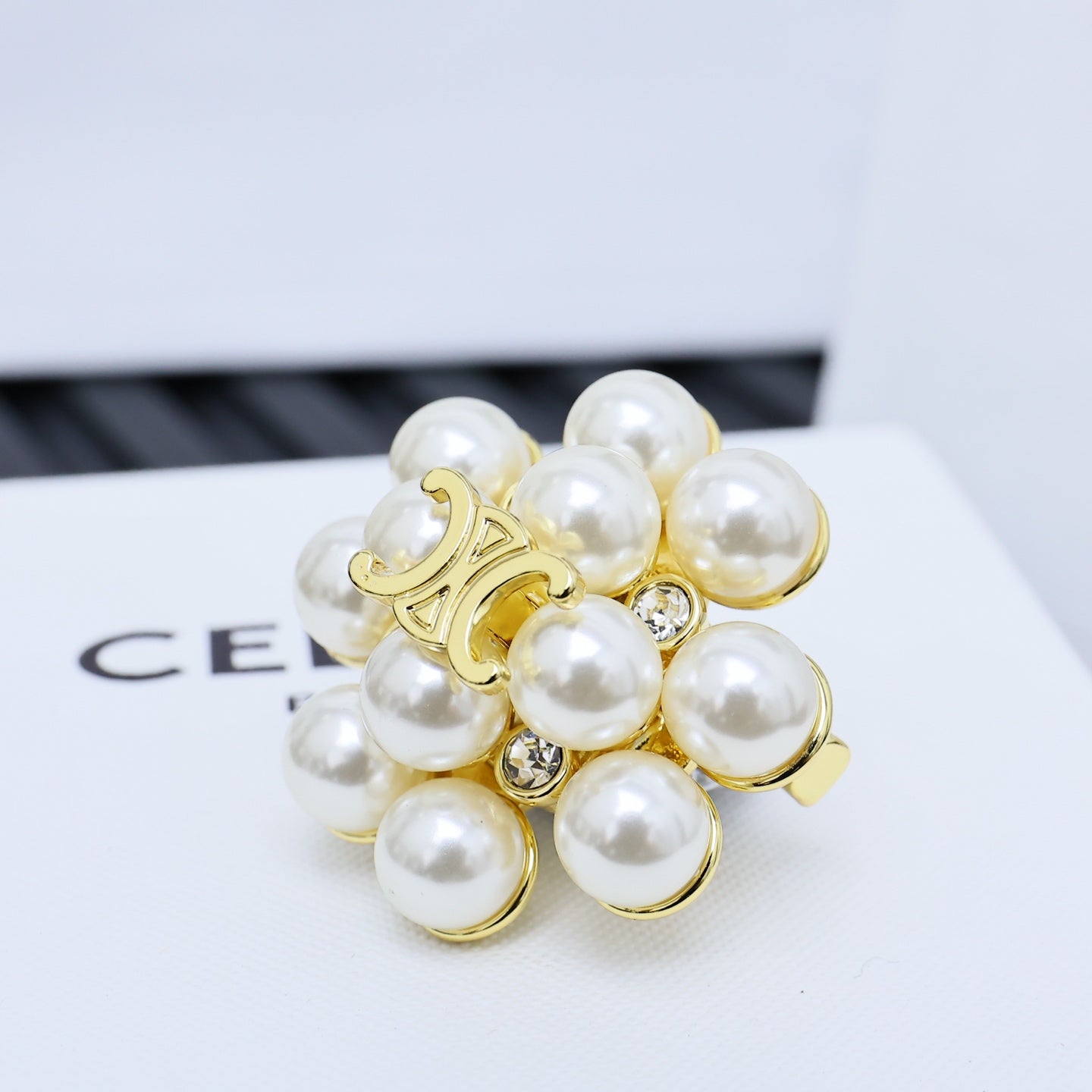 CELINE Pearl Crystal Brooch