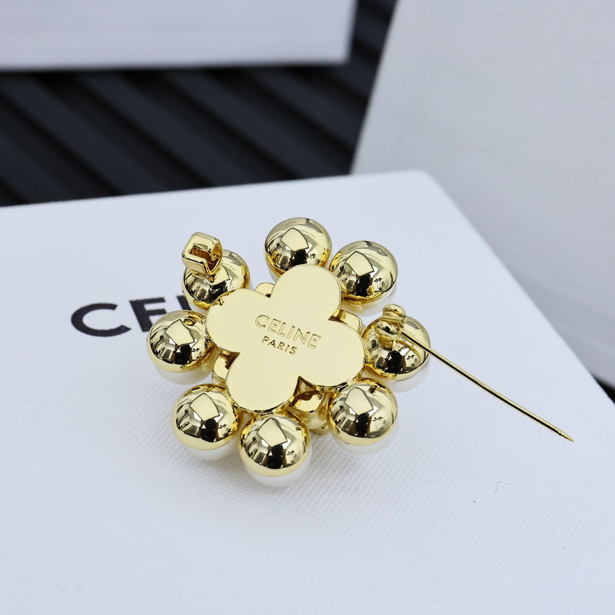 CELINE Pearl Crystal Brooch