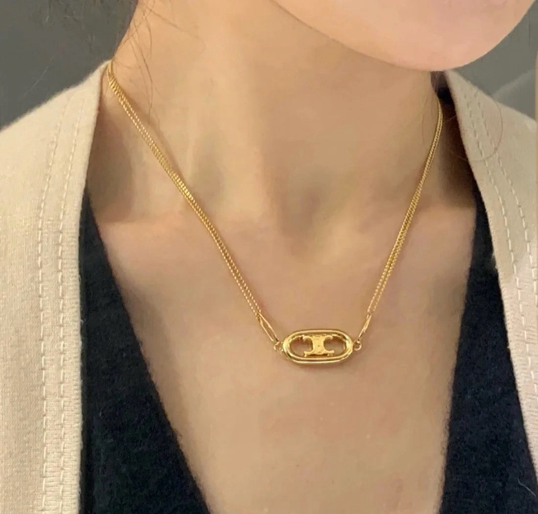 CELINE Brass Triomphe Necklace