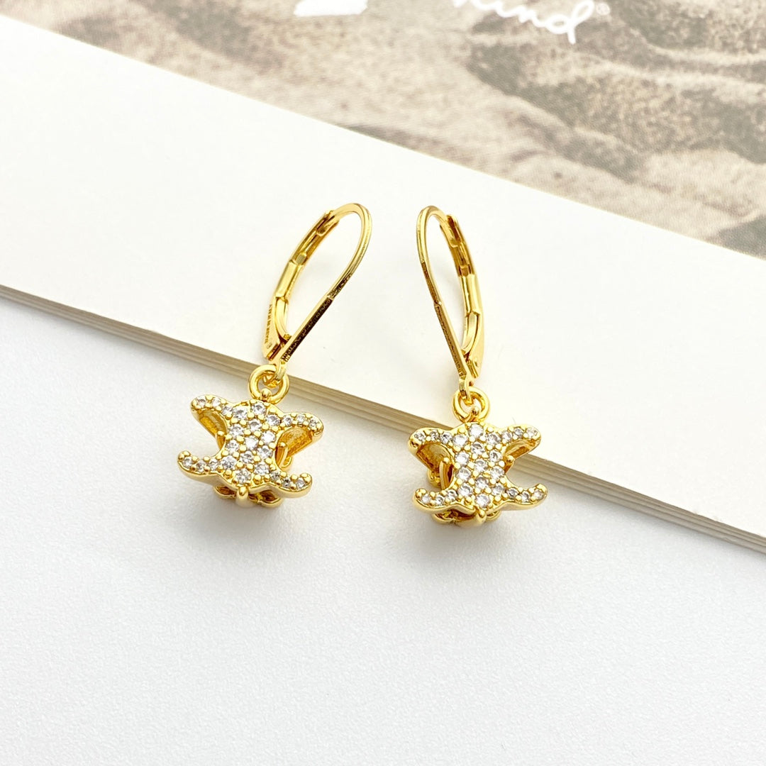 CELINE Crystal Triomphe Earrings