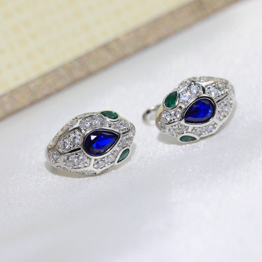 BVLGARI 925 Silver Crystal Earrings