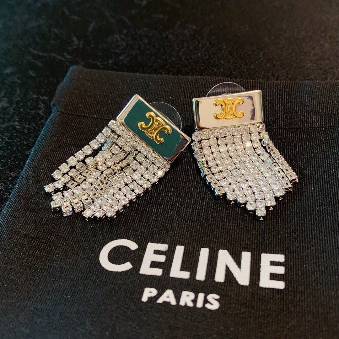 CELINE Crystal Triomphe Earrings