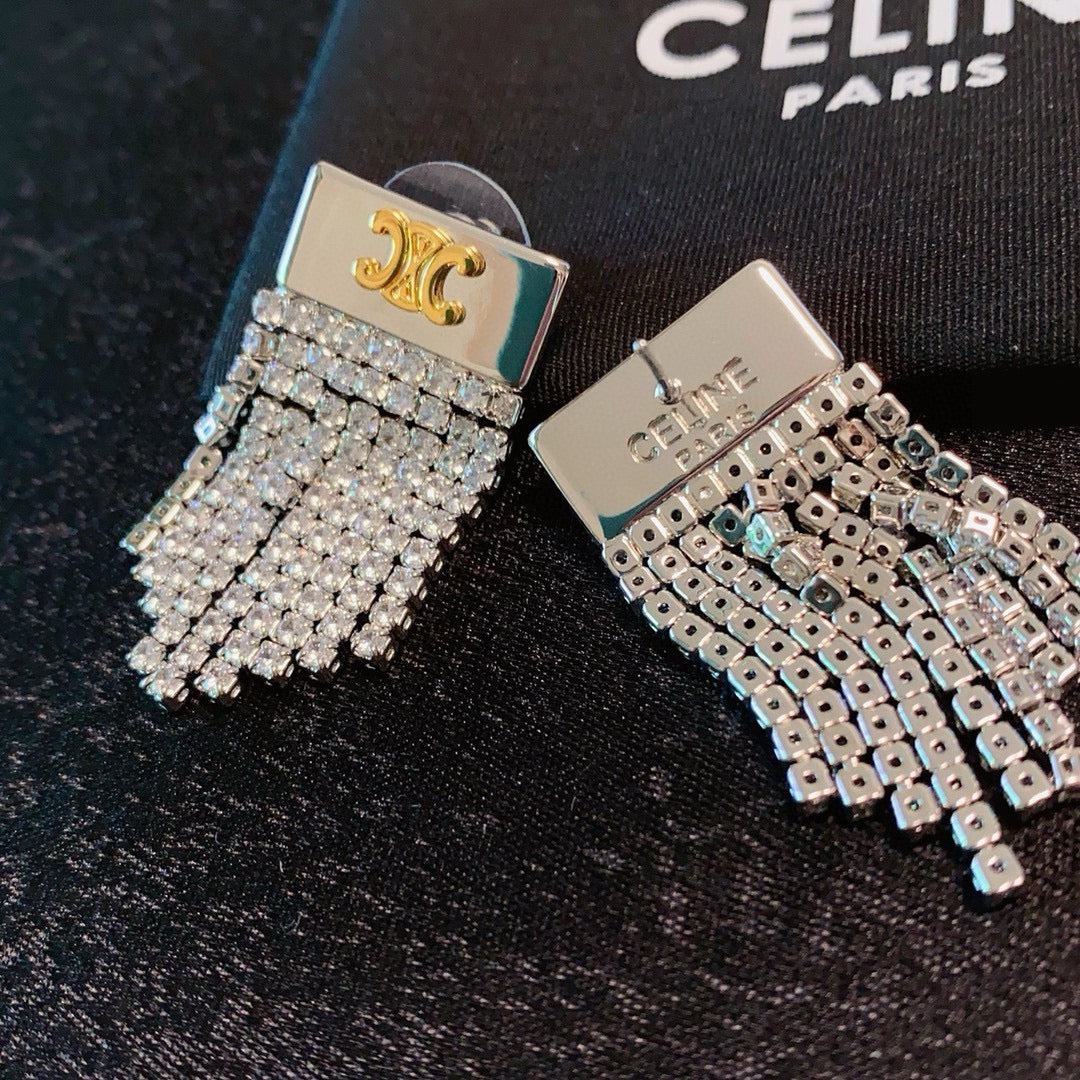 CELINE Crystal Triomphe Earrings