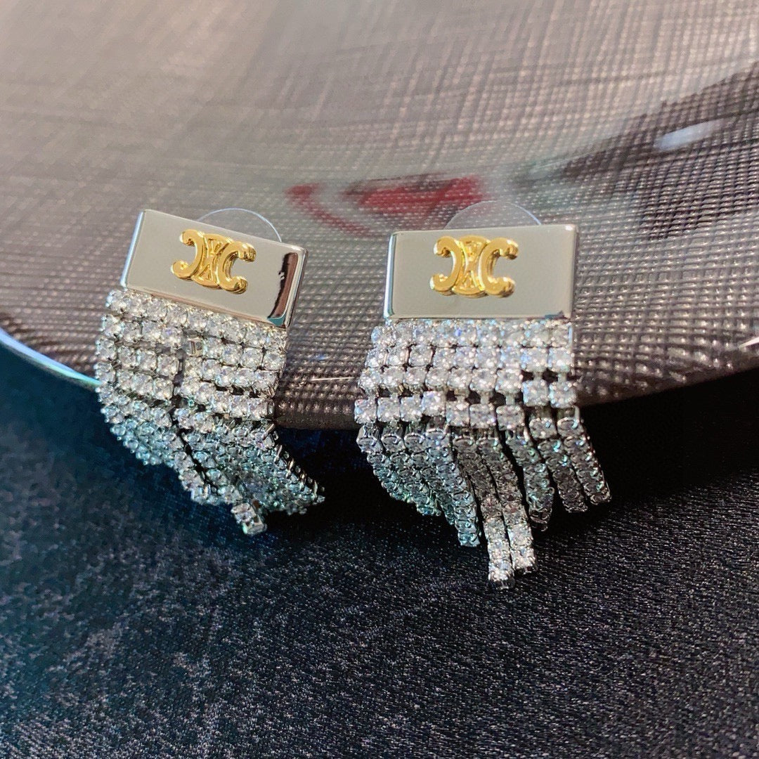 CELINE Crystal Triomphe Earrings