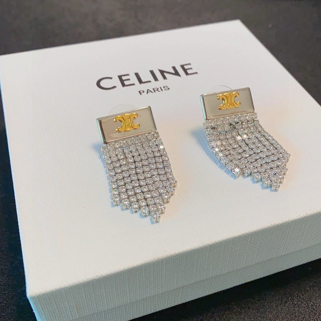 CELINE Crystal Triomphe Earrings
