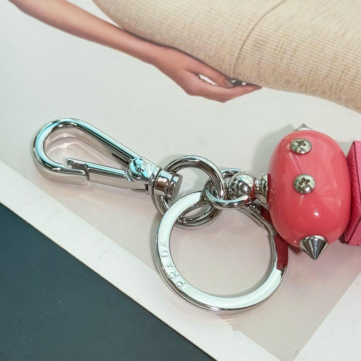 PRADA Enamel Leather Keychain