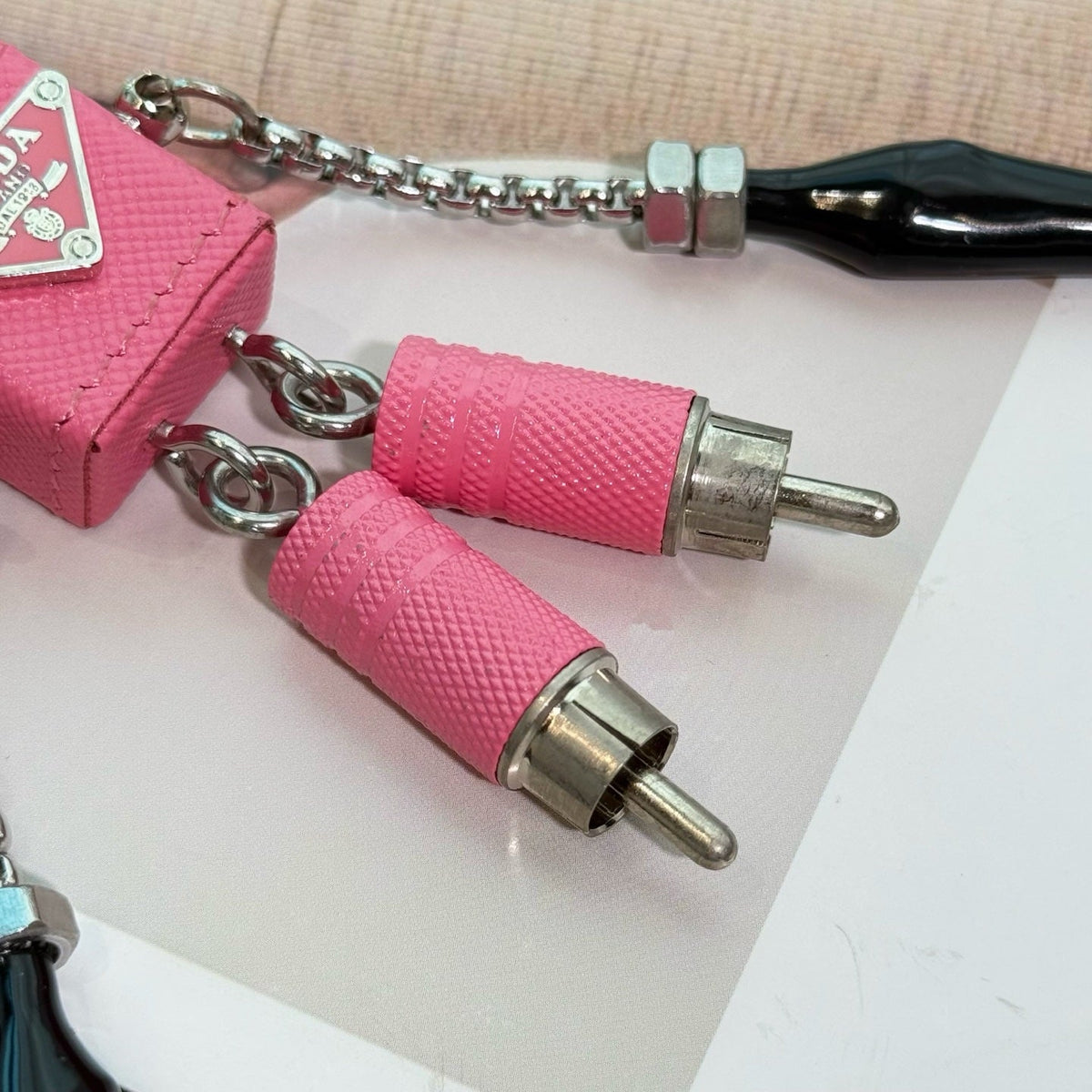 PRADA Enamel Leather Keychain