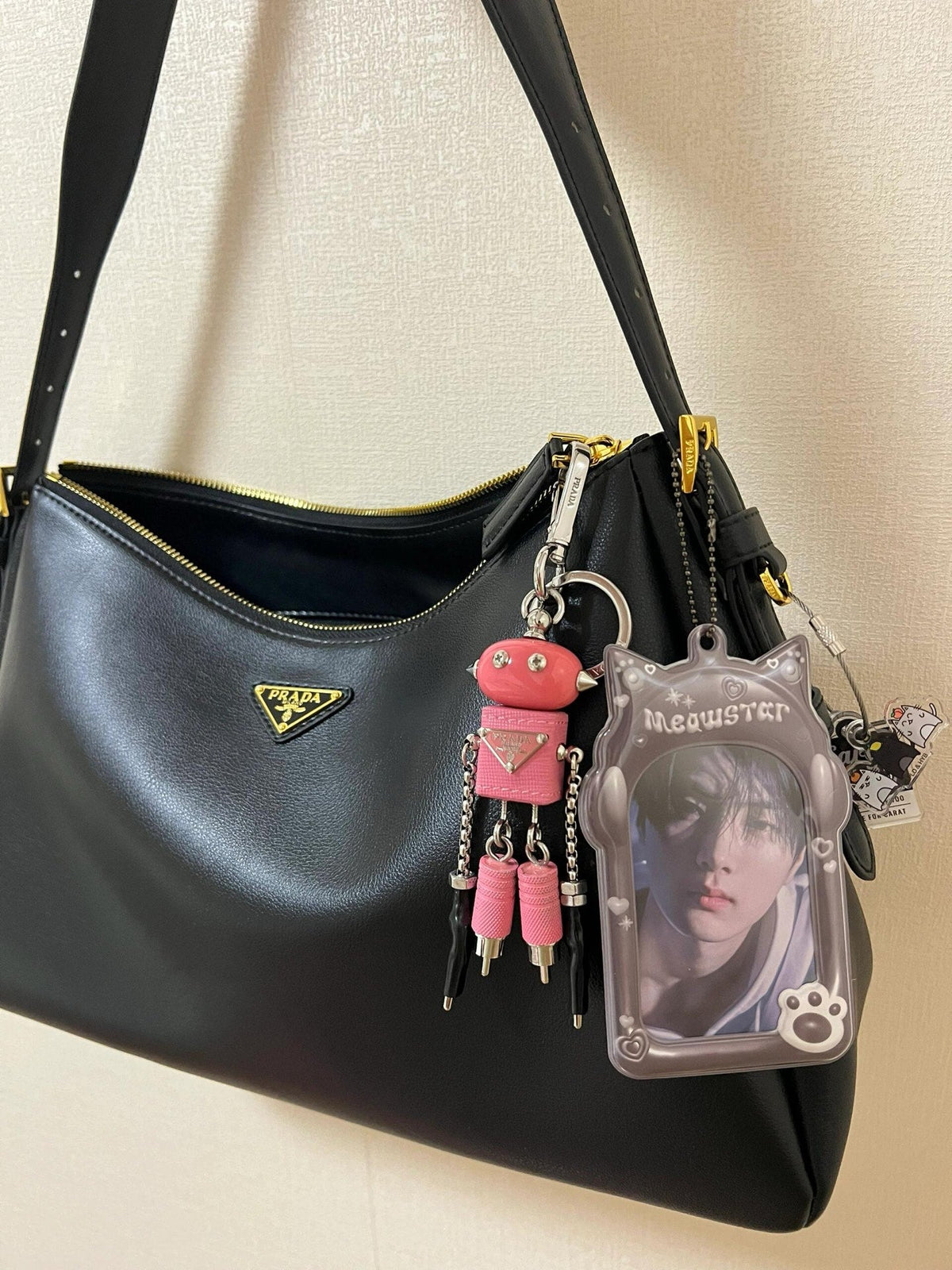 PRADA Enamel Leather Keychain