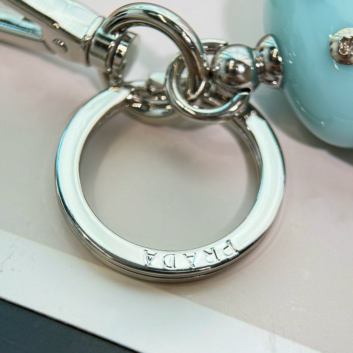 PRADA Enamel Leather Keychain