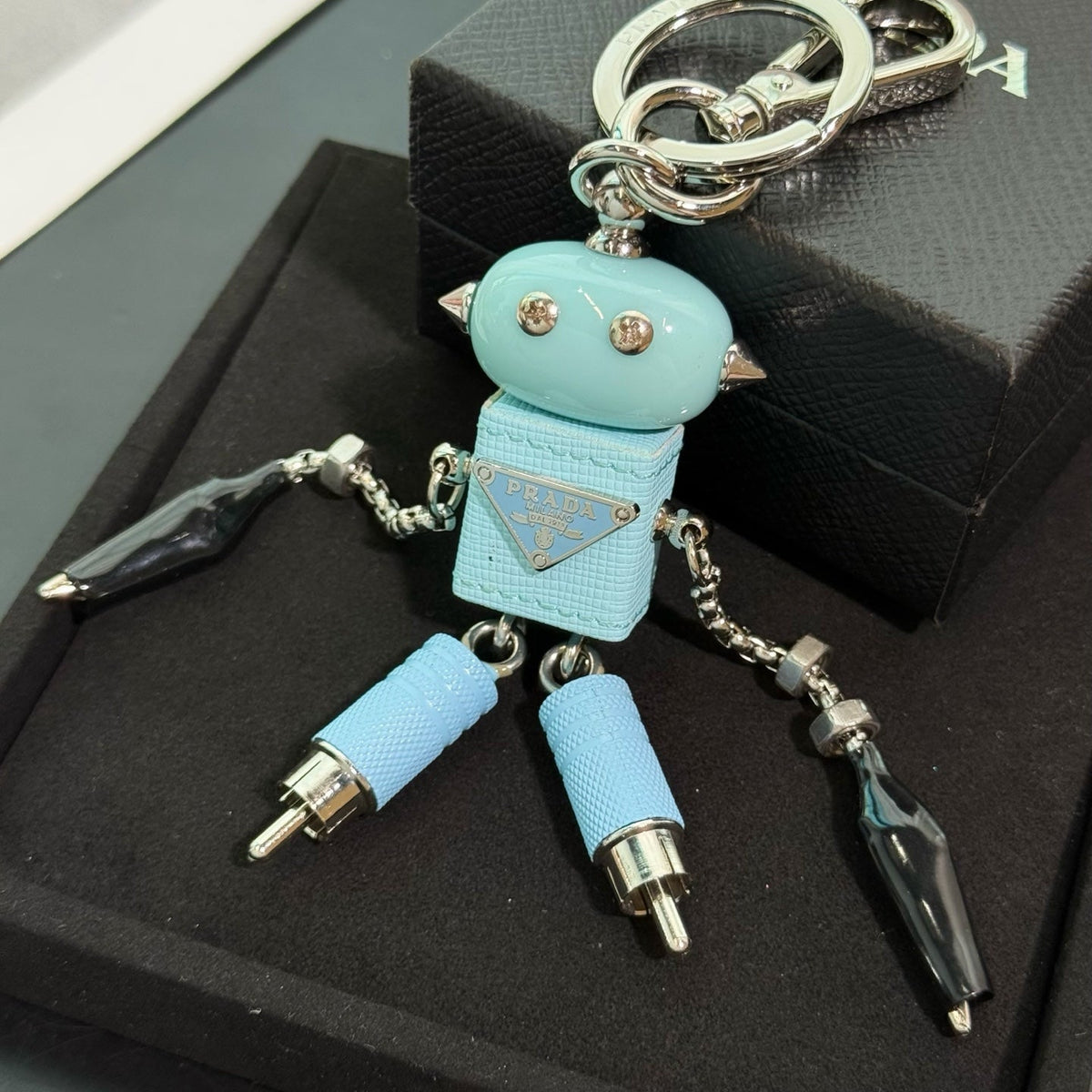 PRADA Enamel Leather Keychain