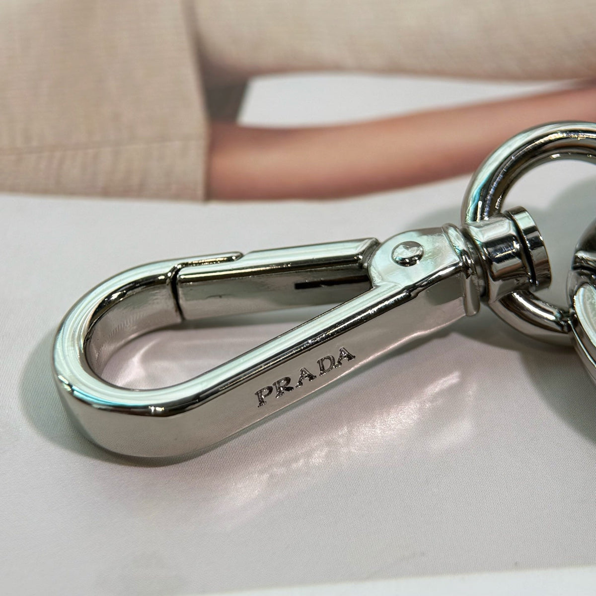 PRADA Enamel Leather Keychain