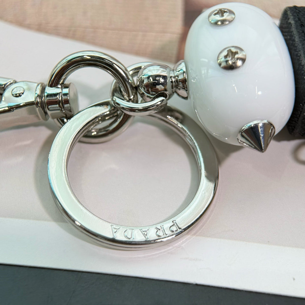 PRADA Enamel Leather Keychain