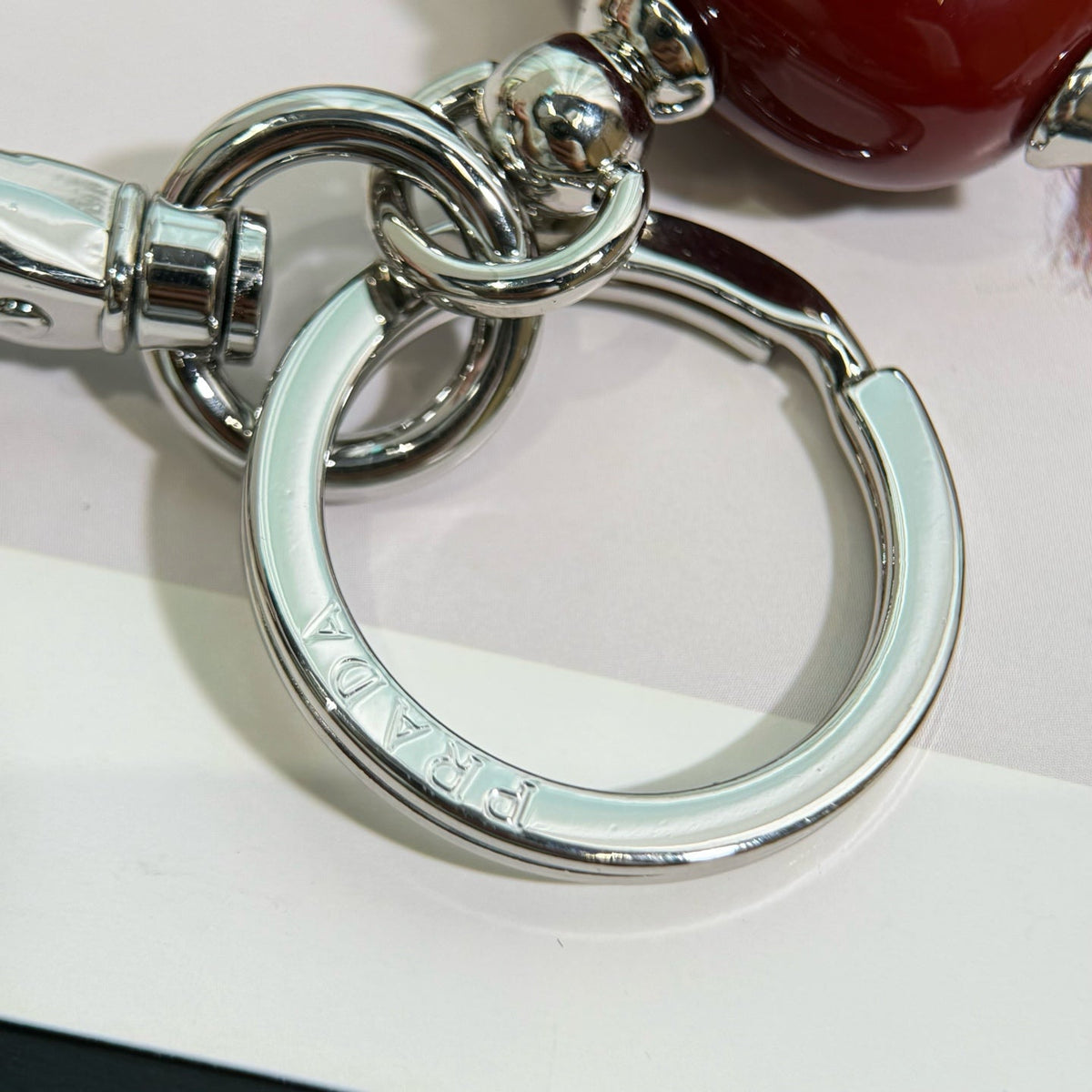 PRADA Enamel Leather Keychain