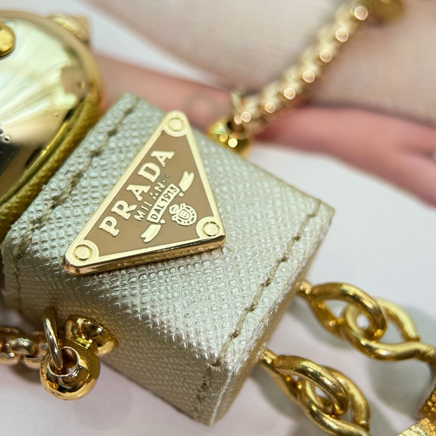 PRADA Enamel Leather Keychain