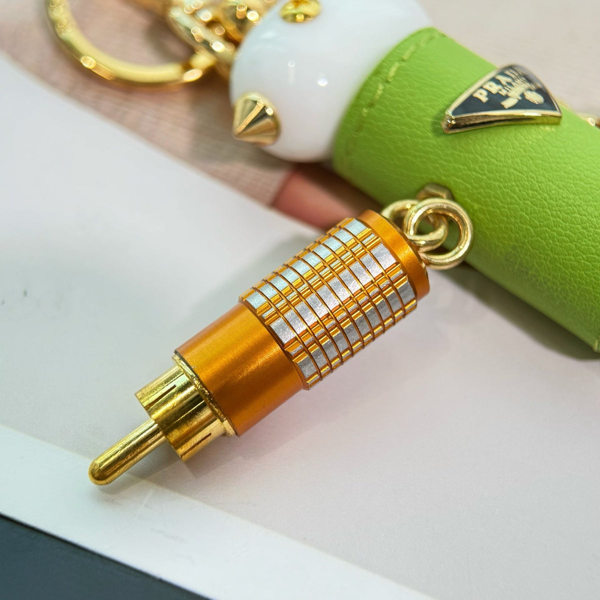 PRADA Enamel Leather Keychain