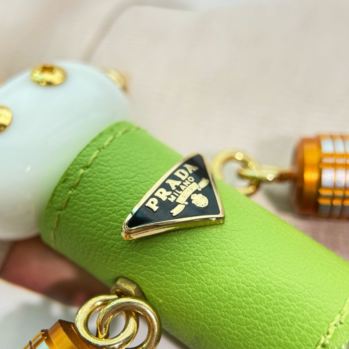 PRADA Enamel Leather Keychain