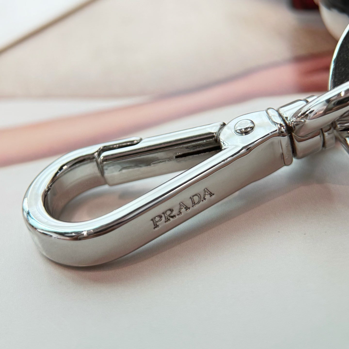 PRADA Enamel Leather Keychain