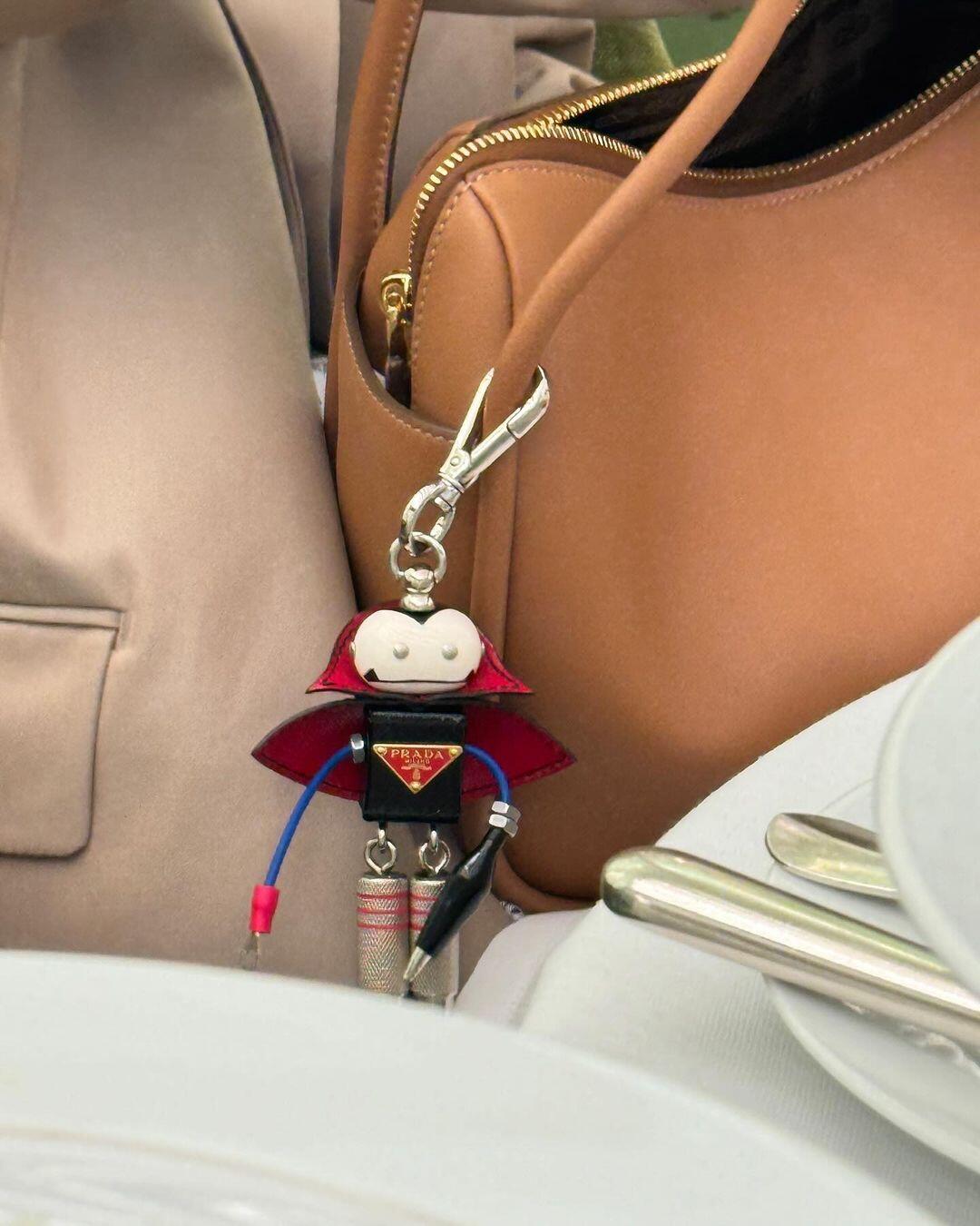 PRADA Enamel Leather Keychain