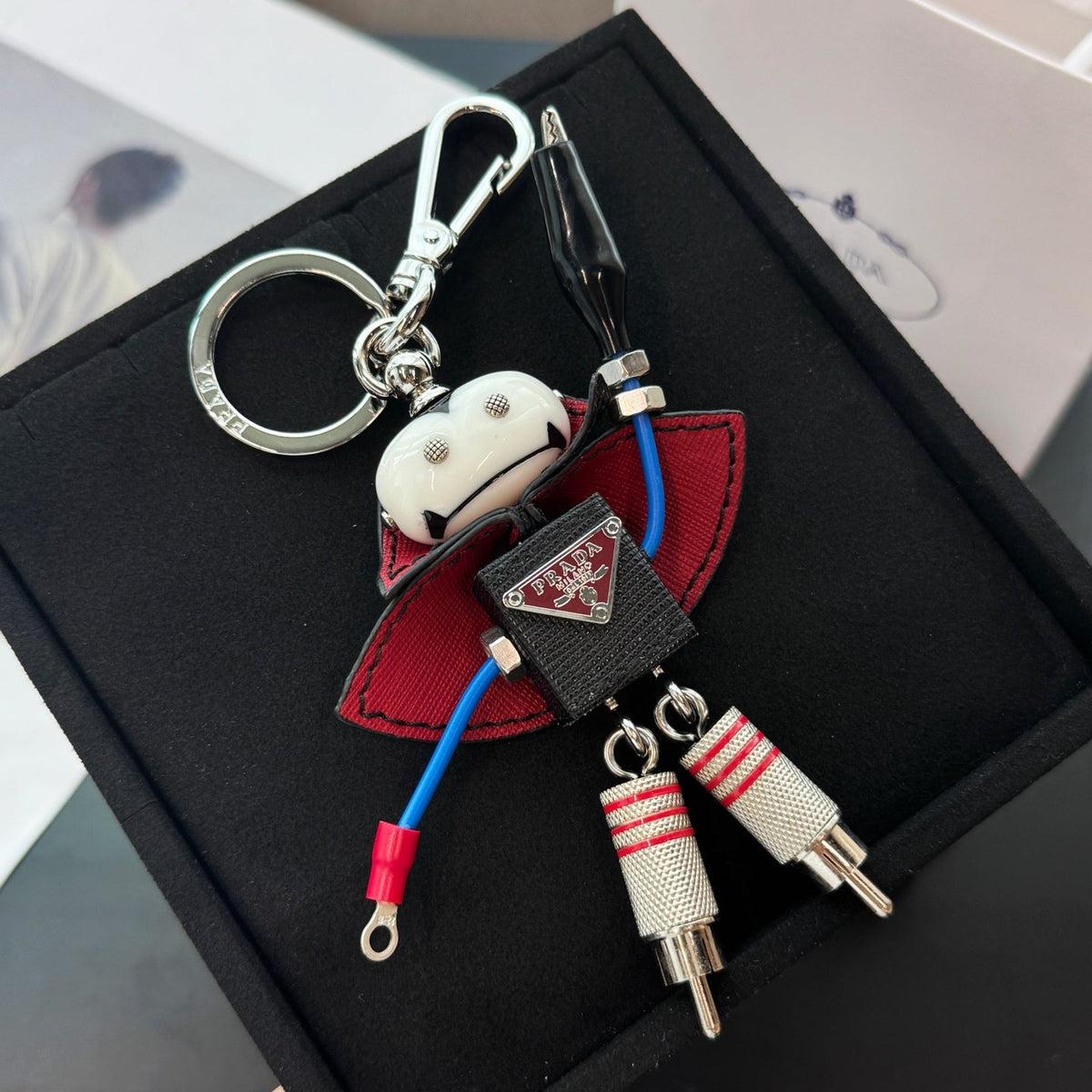 PRADA Enamel Leather Keychain