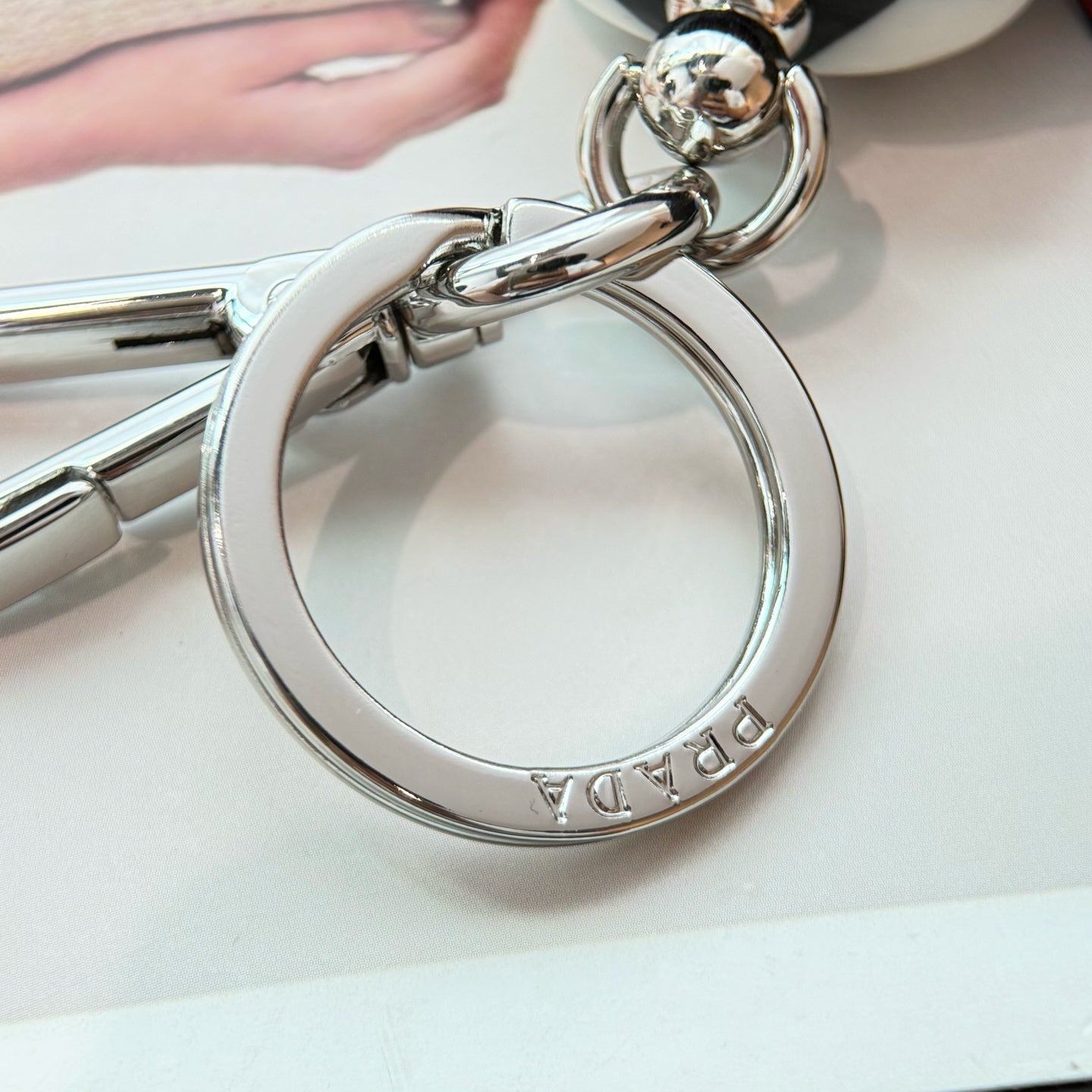 PRADA Enamel Leather Keychain