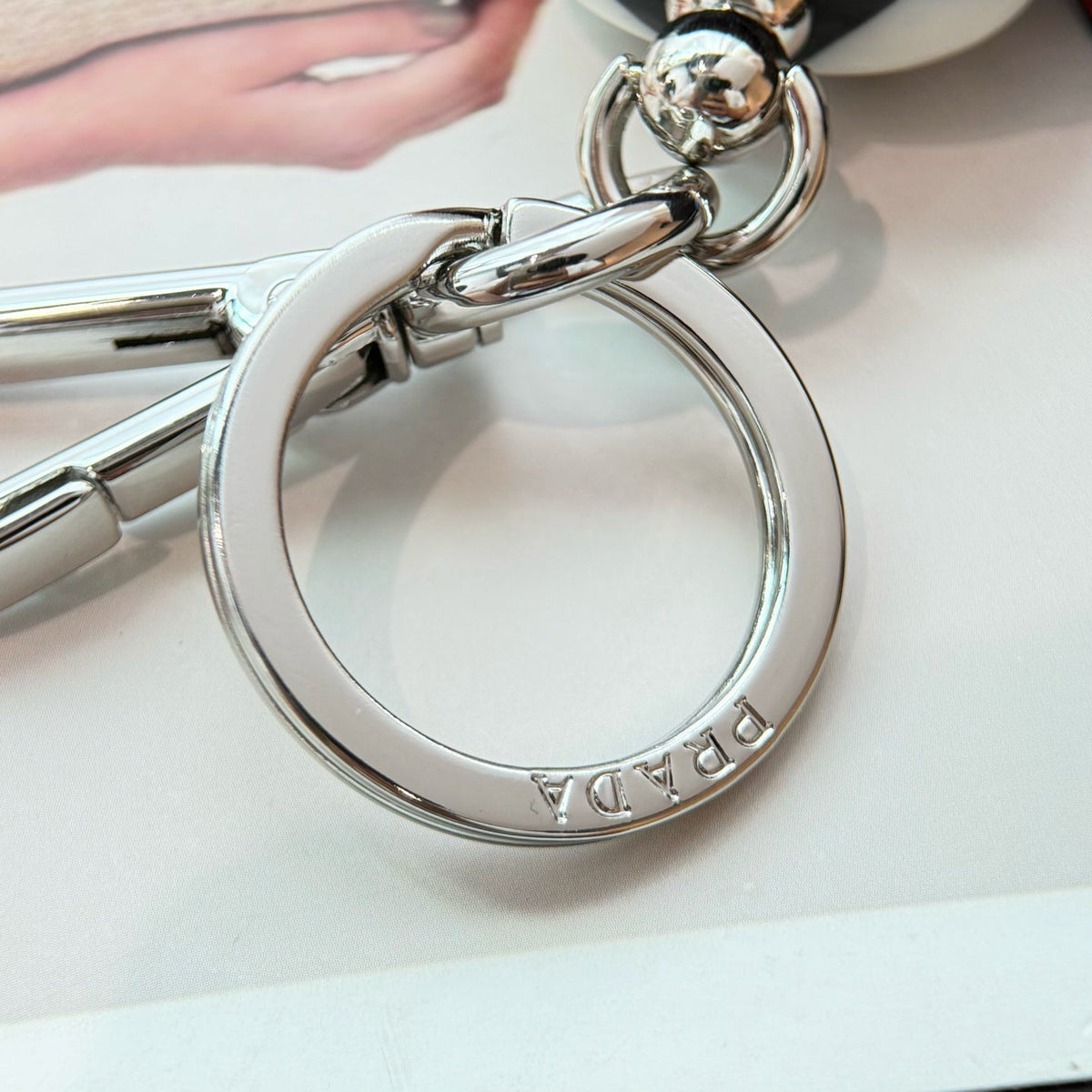 PRADA Enamel Leather Keychain