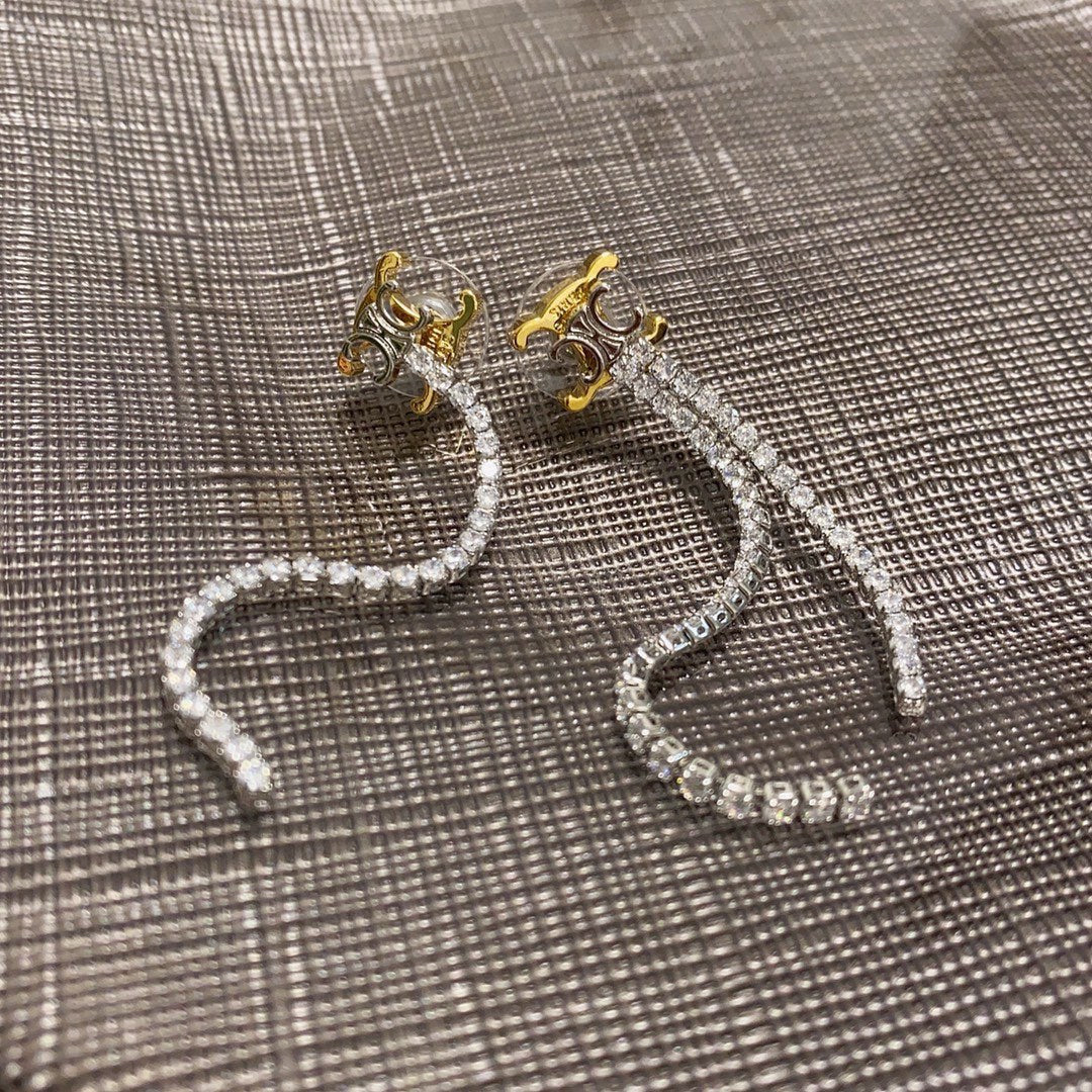 CELINE Crystal Triomphe Earrings