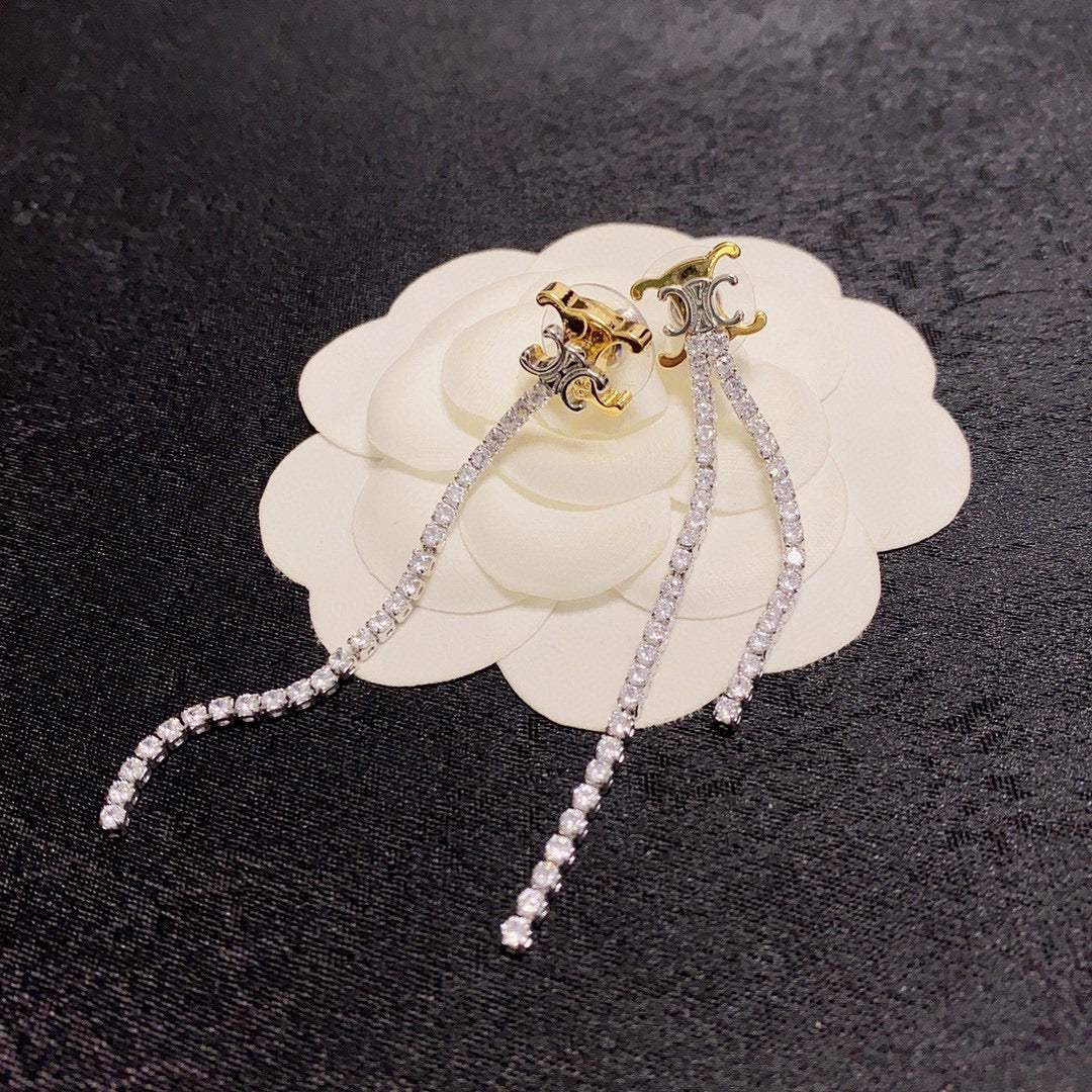 CELINE Crystal Triomphe Earrings