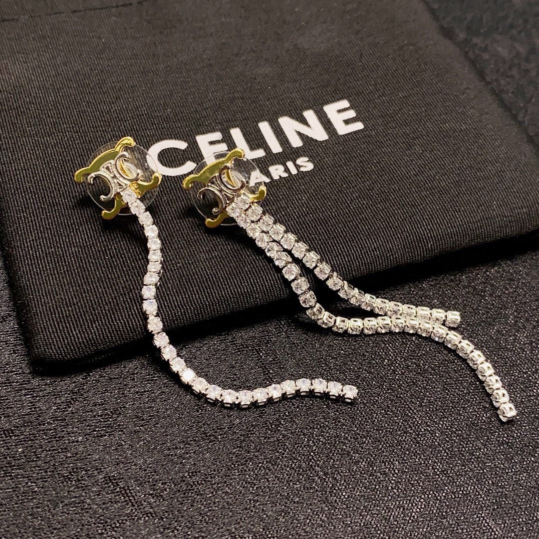 CELINE Crystal Triomphe Earrings