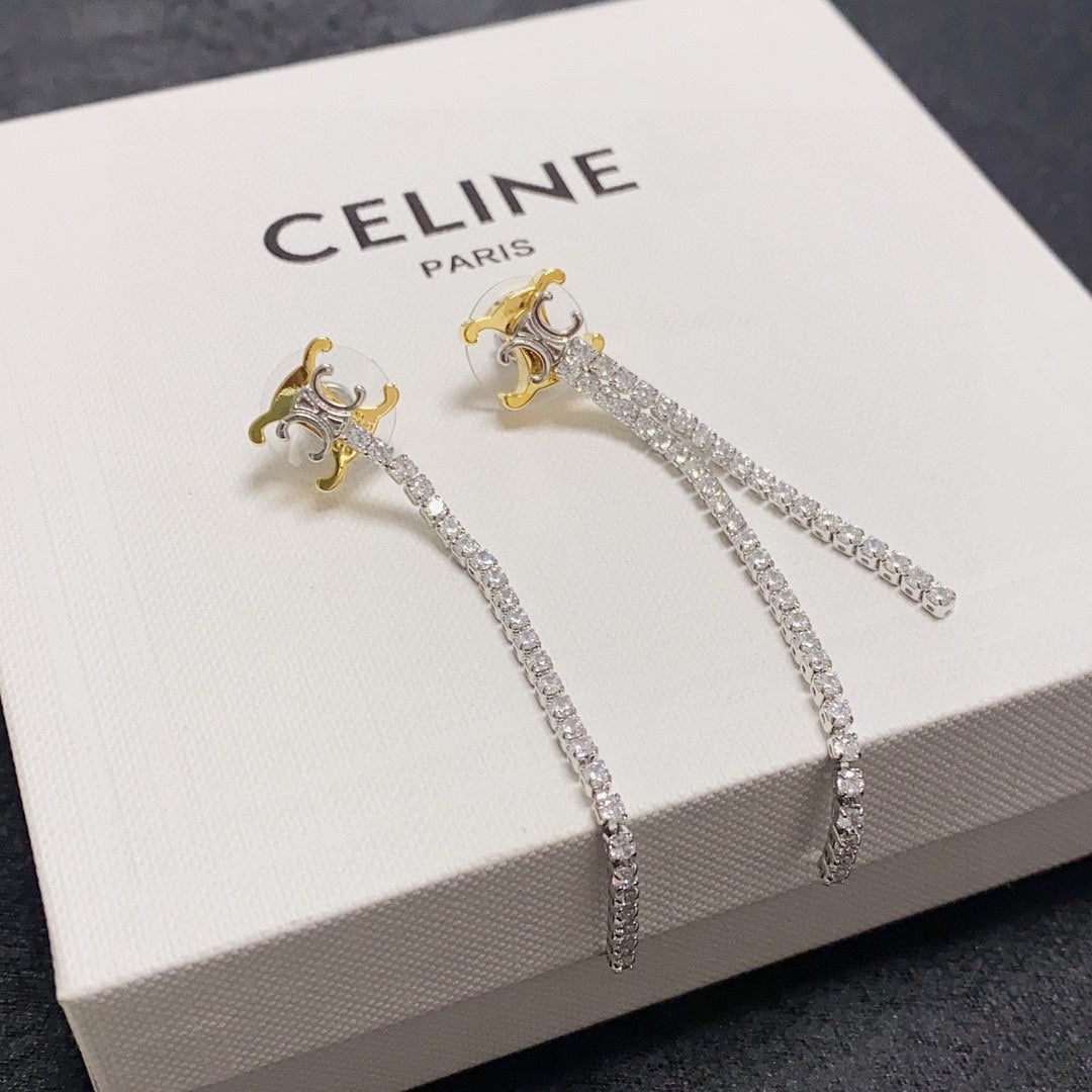 CELINE Crystal Triomphe Earrings