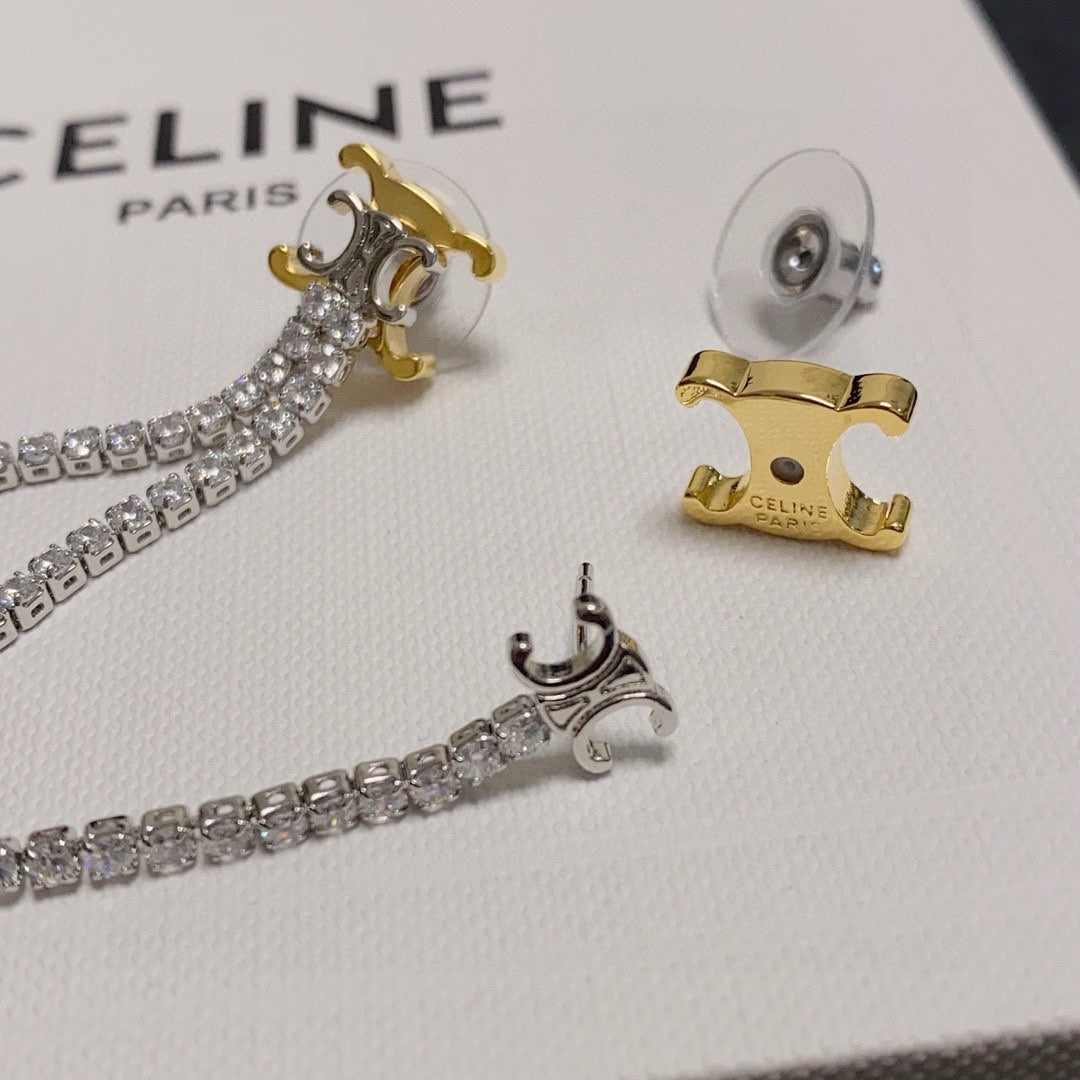CELINE Crystal Triomphe Earrings