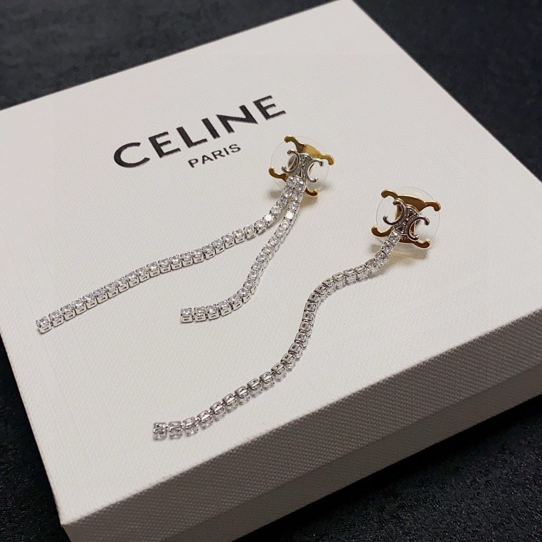 CELINE Crystal Triomphe Earrings