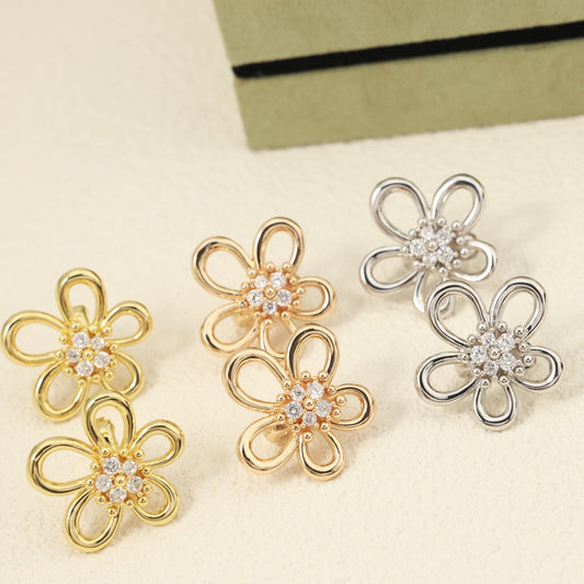 Van Cleef & Arpels Style Flower Stud Earrings