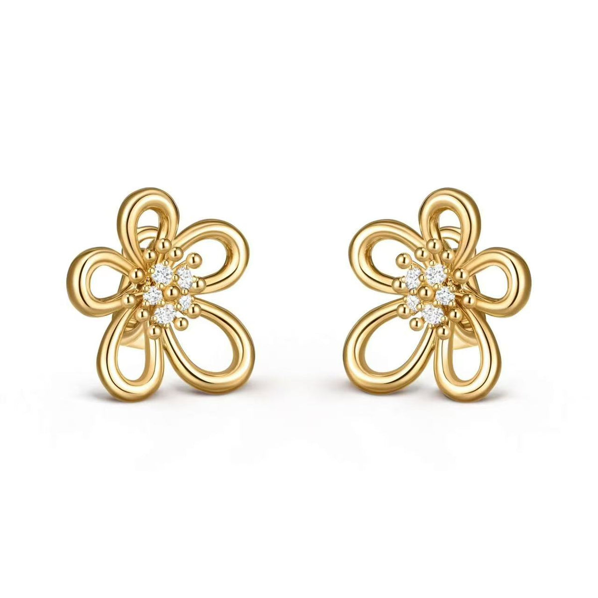 Van Cleef & Arpels Style Flower Stud Earrings