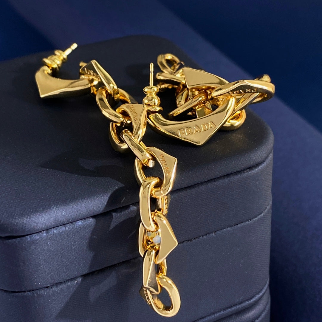 PRADA Brass Chain Earrings