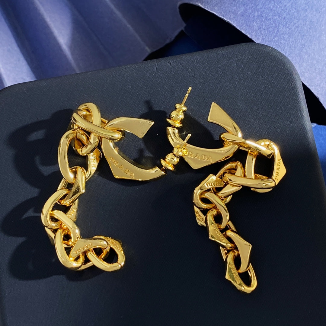 PRADA Brass Chain Earrings