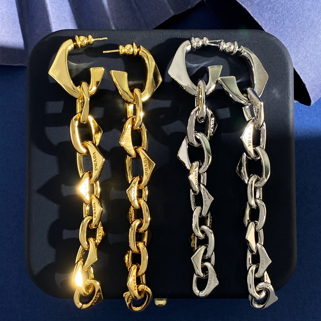 PRADA Brass Chain Earrings