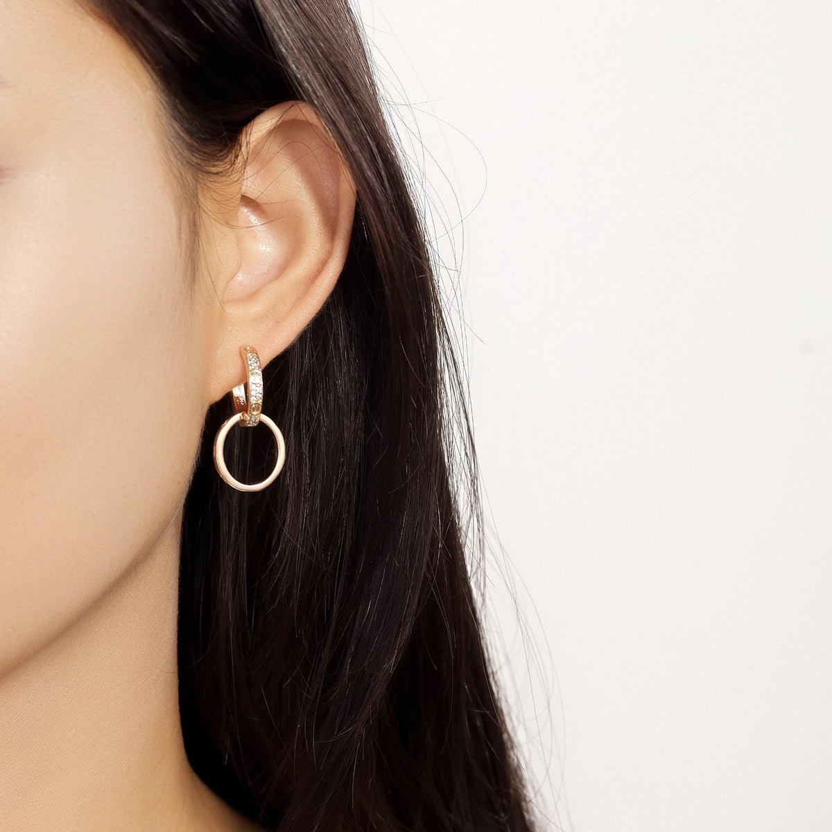 Cartier Gold-Tone Diamond-Set Double-Ring Earrings