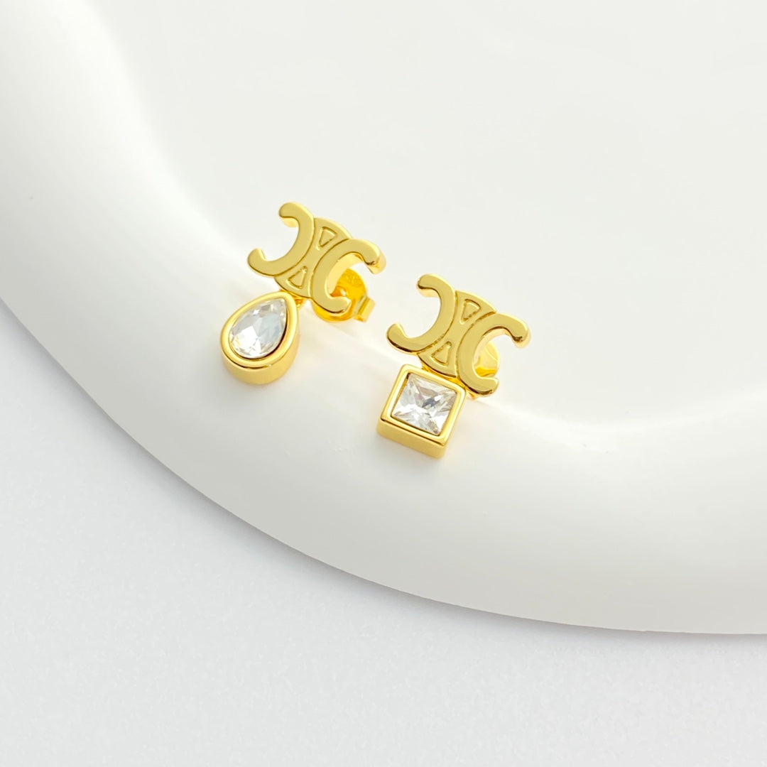 CELINE Crystal Triomphe Earrings