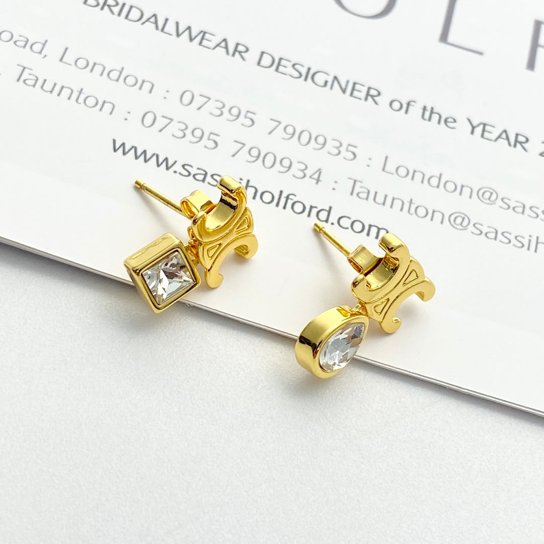 CELINE Crystal Triomphe Earrings