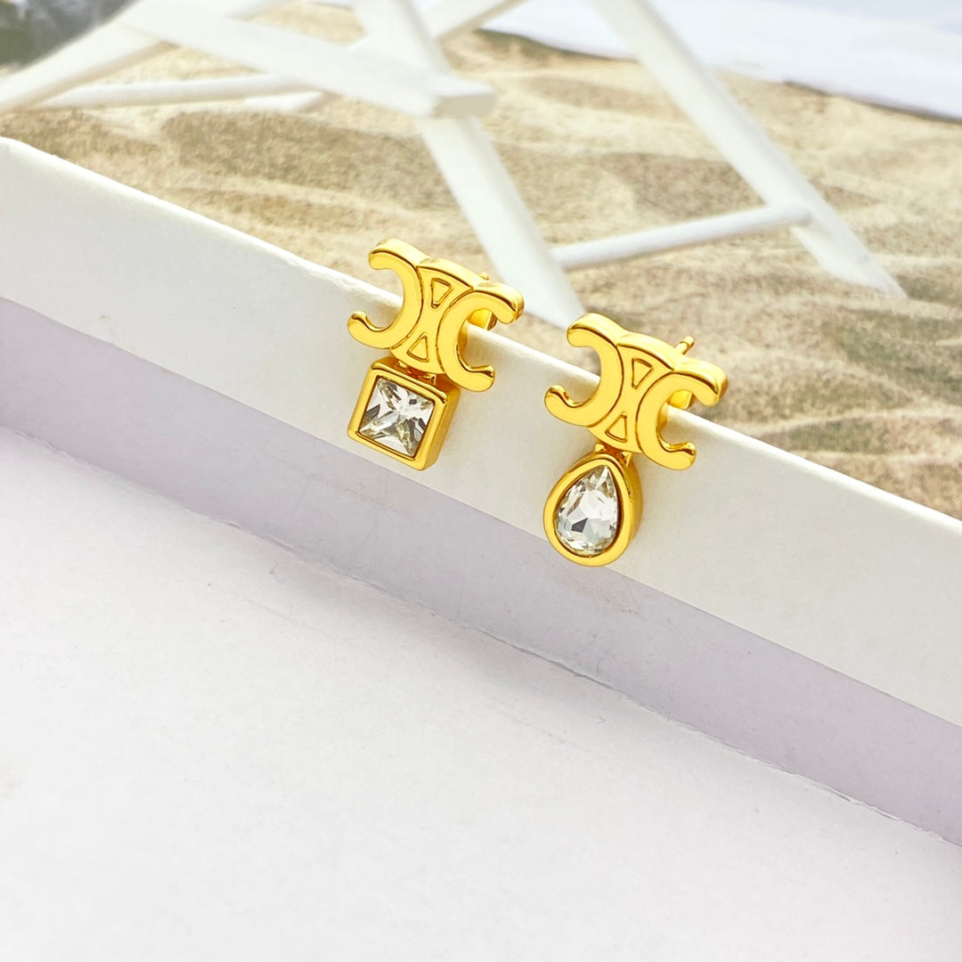 CELINE Crystal Triomphe Earrings