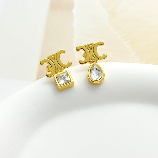 CELINE Crystal Triomphe Earrings